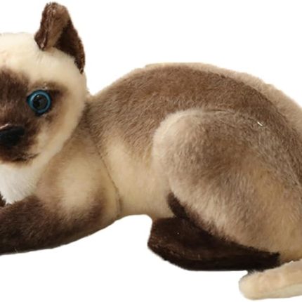 Cute Simulation Siamese Cat Plush Toy Realistic Lifelike Siamese Cat Kitty Stuffed Animals Model Doll Gift Collection for Kids