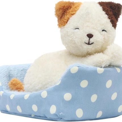Sleeping Dog Cat in Pet Bed Doll Toy, Simulation Plush Cat Dog Animal Toy with Pet Bed Decor for Offices Desktop
