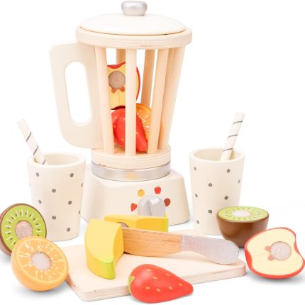 New Classic Toys Wooden Smoothie Set - Pretend Play Toy for Kids Cooking Simulation Educational Toys and Color Perception Toy for Preschool Age Toddlers Boys Girls